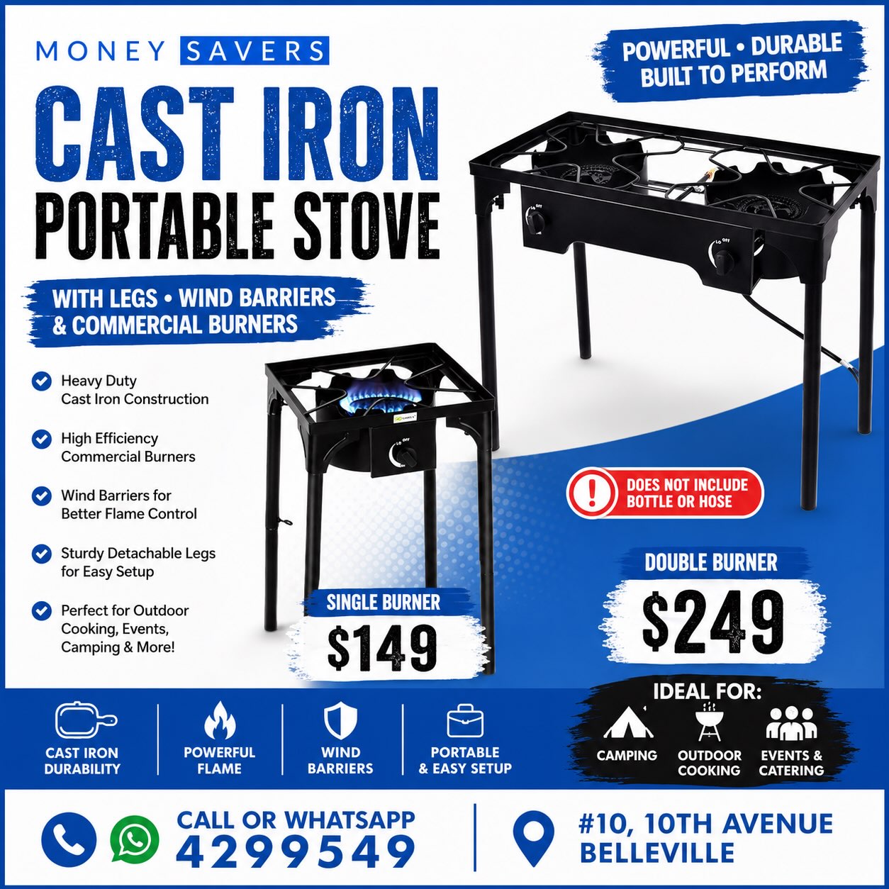 Cast Iron Portable Stoves – Single Burner $149 / Double Burner $249