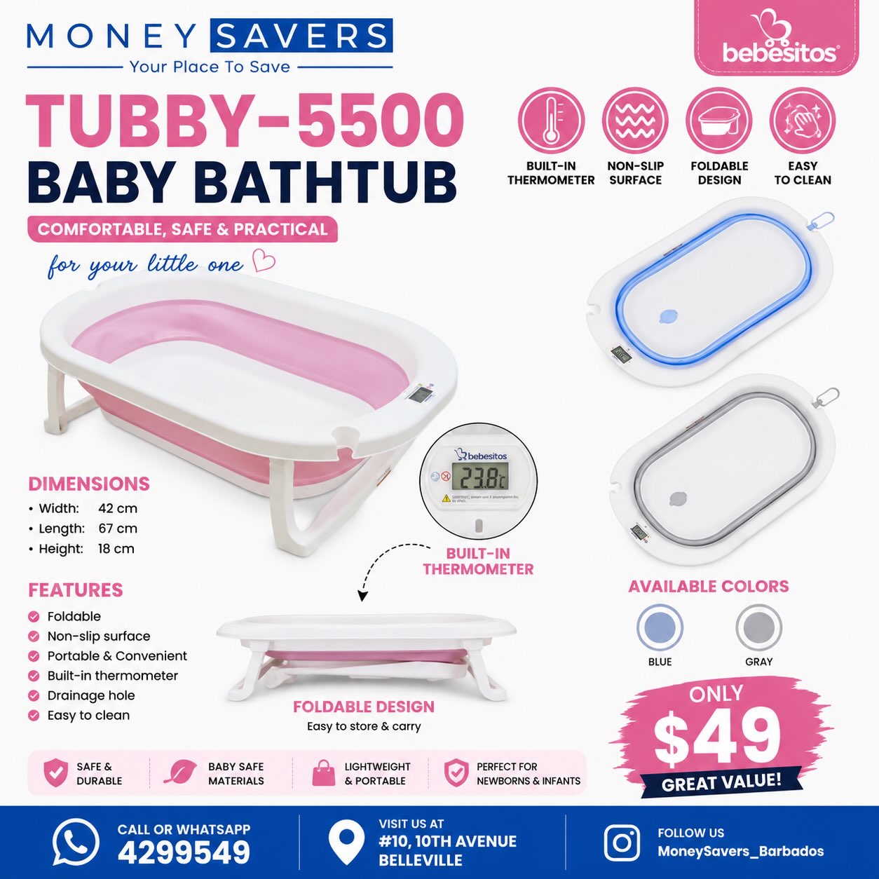 Bebesitos Tubby-5500 Baby Bathtub – Only $49