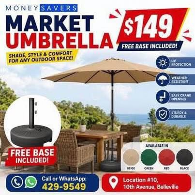 Market Umbrella $149 with Free Base Included