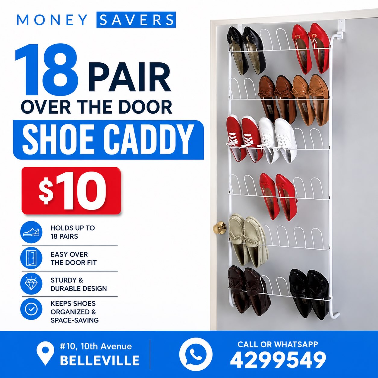 18 Pair Over The Door Shoe Caddy – $10