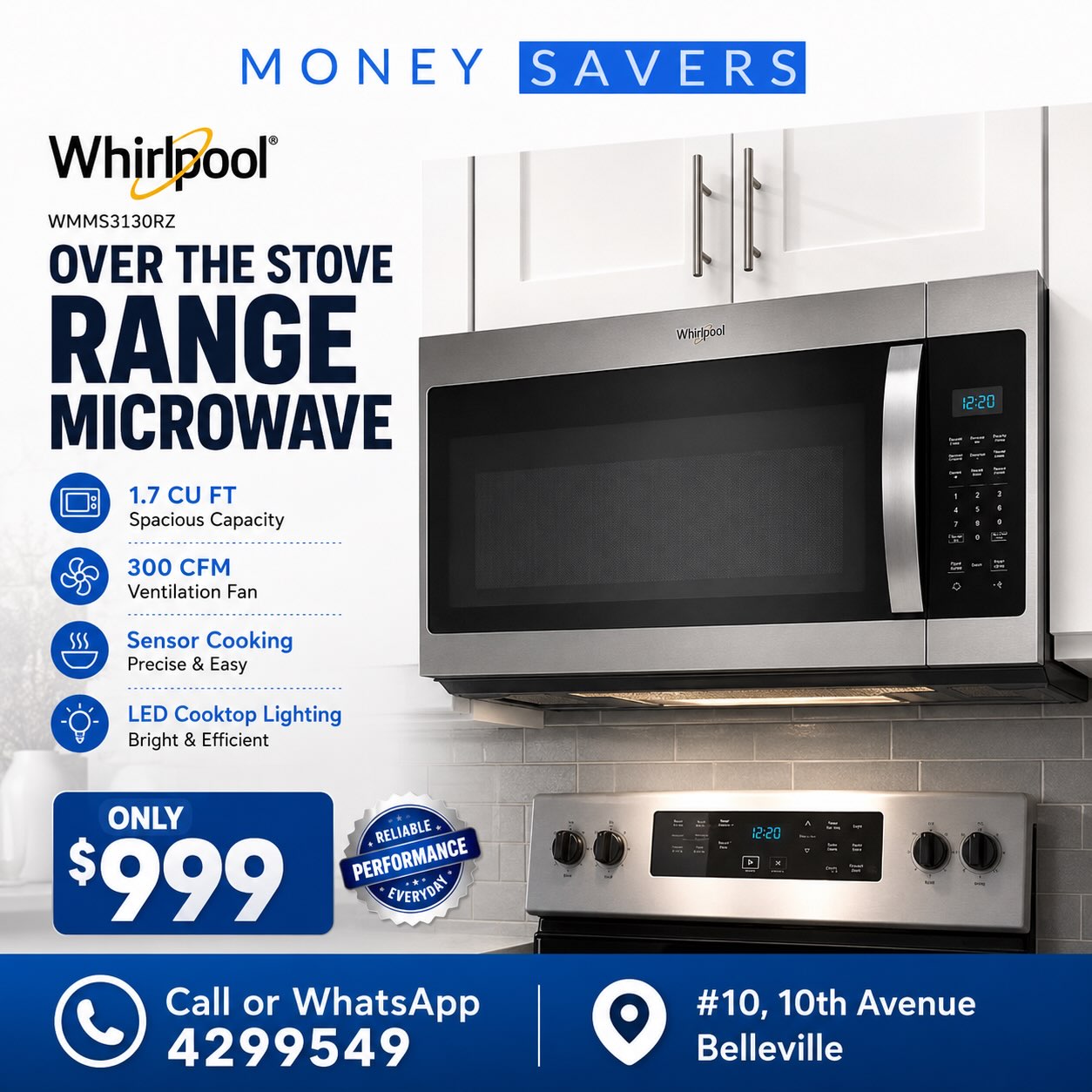 Whirlpool Over The Stove Range Microwave – Only $999