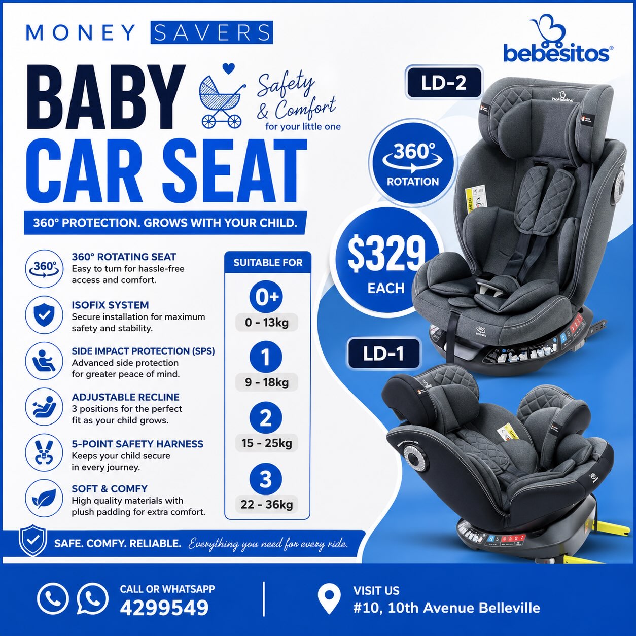 Bebesitos Baby Car Seat – $329 Each at Money Savers