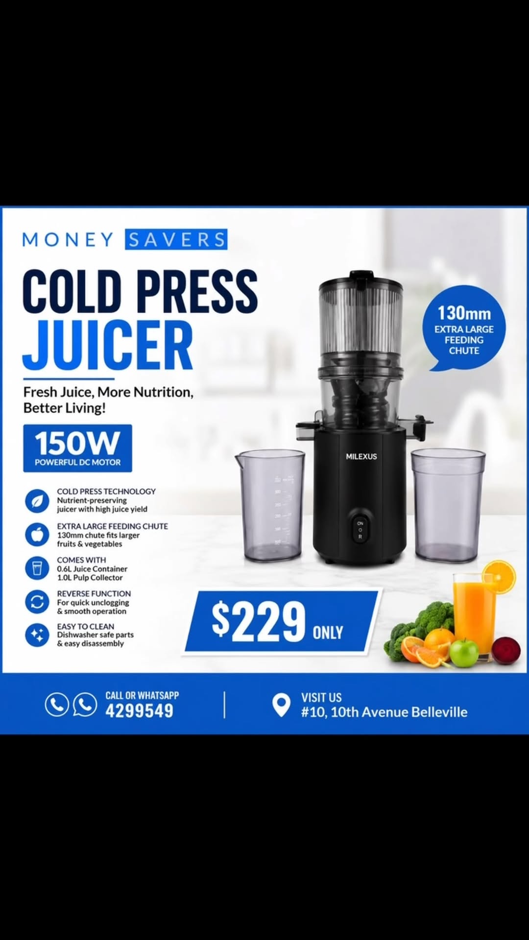 Cold Press Juicer – $229 Only