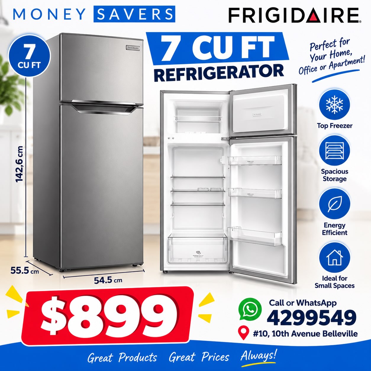 Frigidaire 7 Cu Ft Refrigerator – $899 at Money Savers