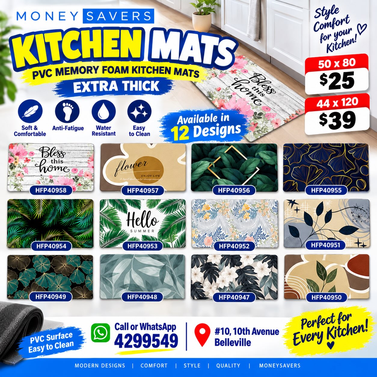 Money Savers Kitchen Mats — PVC Memory Foam, from $25
