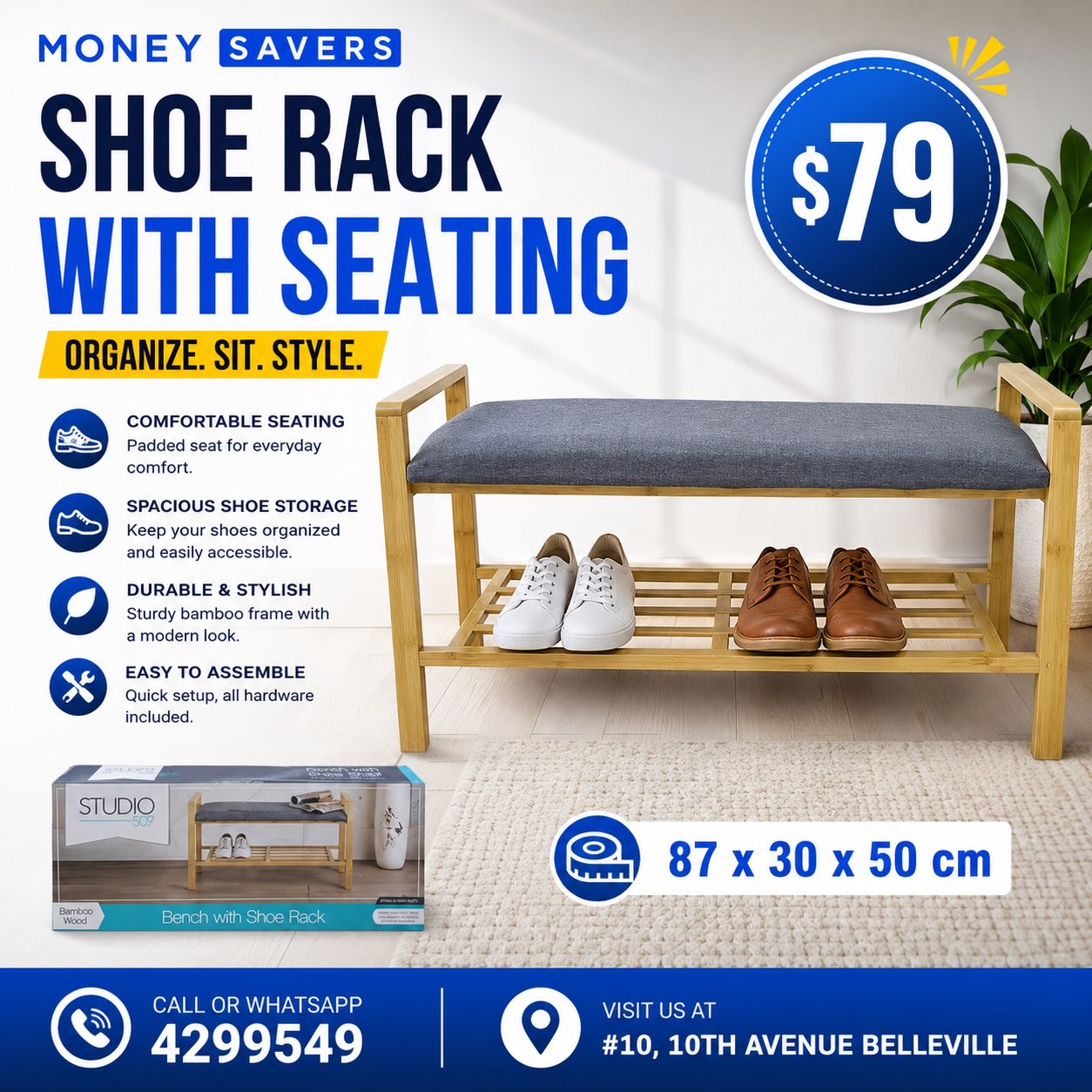 Shoe Rack with Seating – $79 at Money Savers