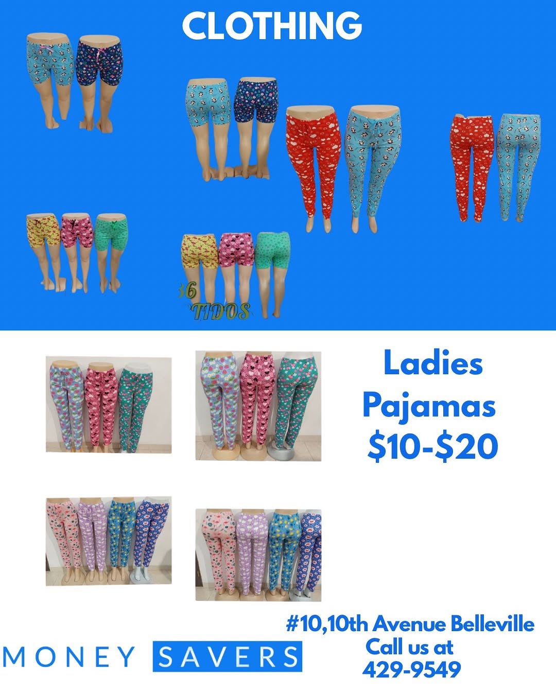 Ladies Pajamas $10–$20 at Money Savers