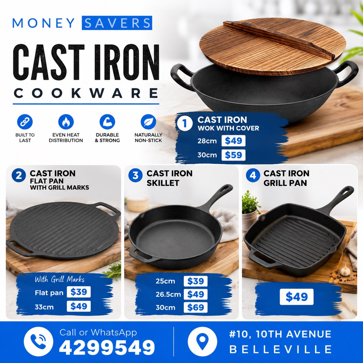 Money Savers Cast Iron Cookware Sale — Woks, Skillets, Grill Pans & More