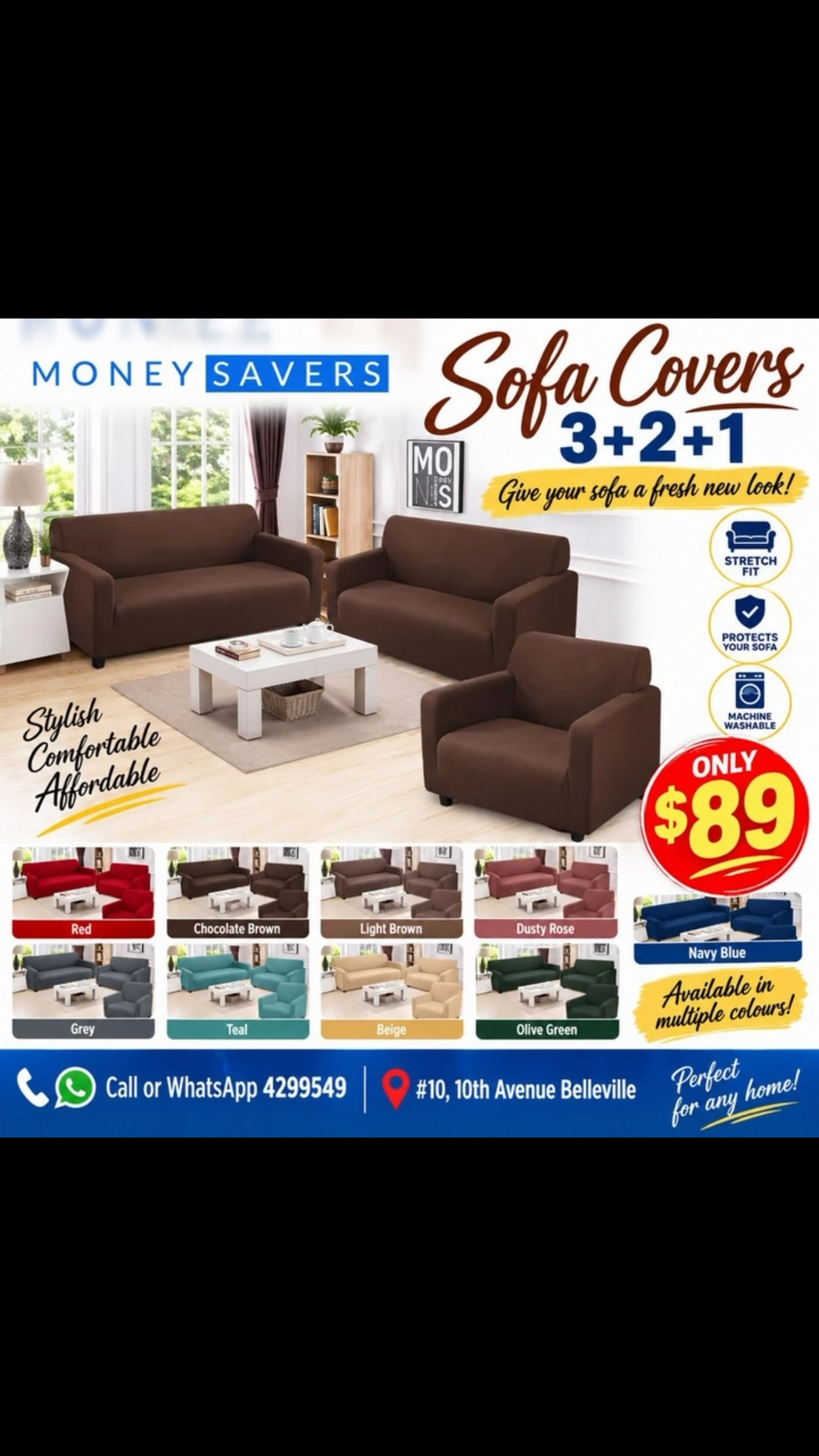 Sofa Covers 3+2+1 Set – Only $89 at Money Savers
