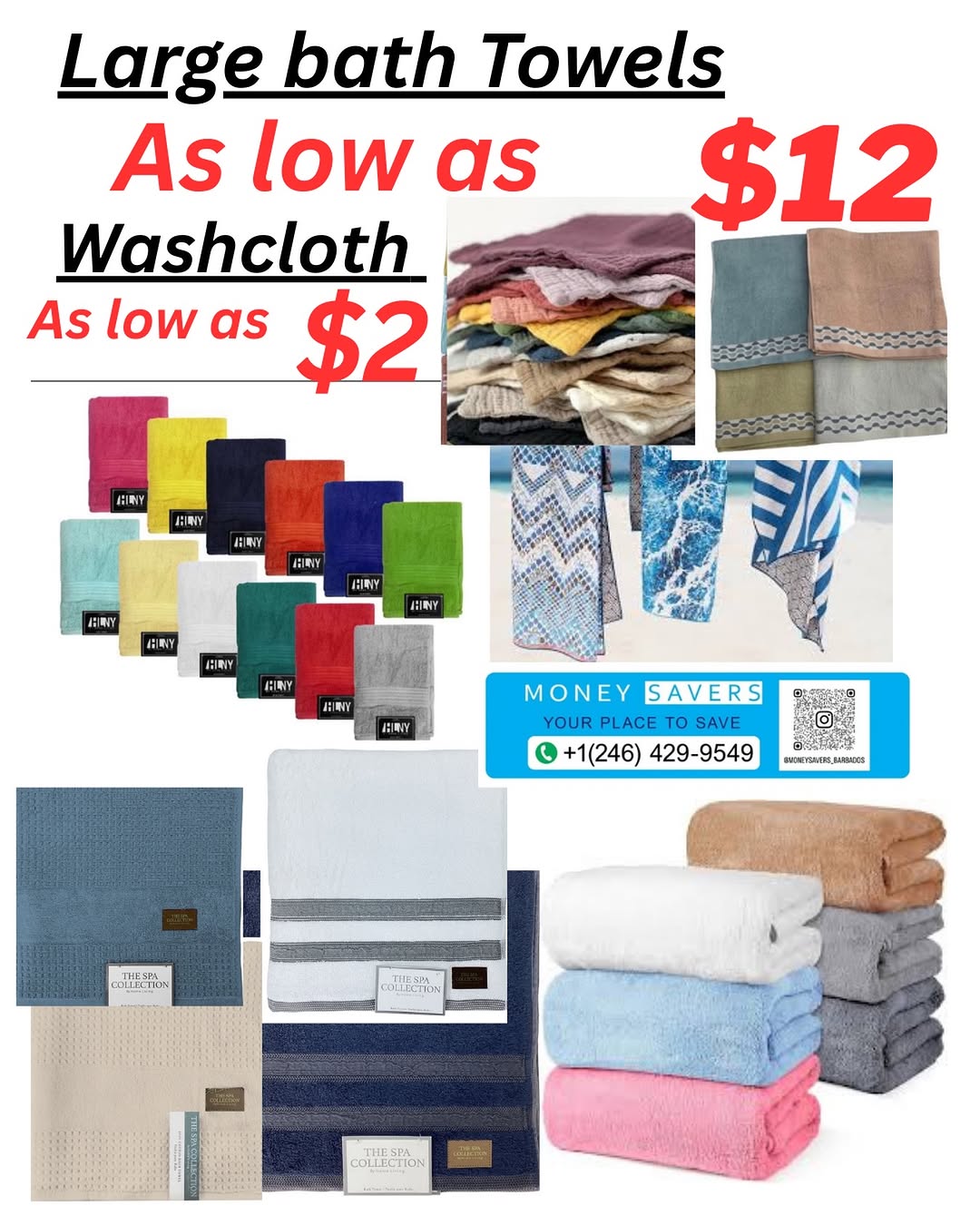 Large Bath Towels from $12 & Washcloths from $2 at Money Savers
