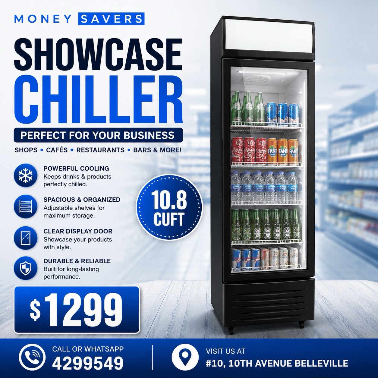 Money Savers Showcase Chiller – 10.8 Cu Ft for $1,299