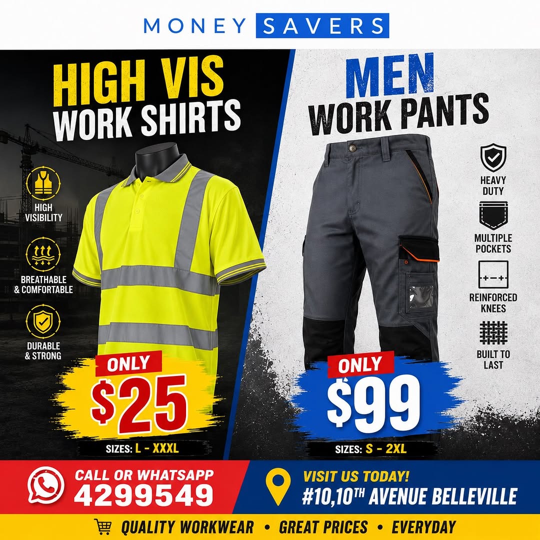 Workwear Sale: High Vis Shirts $25 & Men's Work Pants $99 at Money Savers