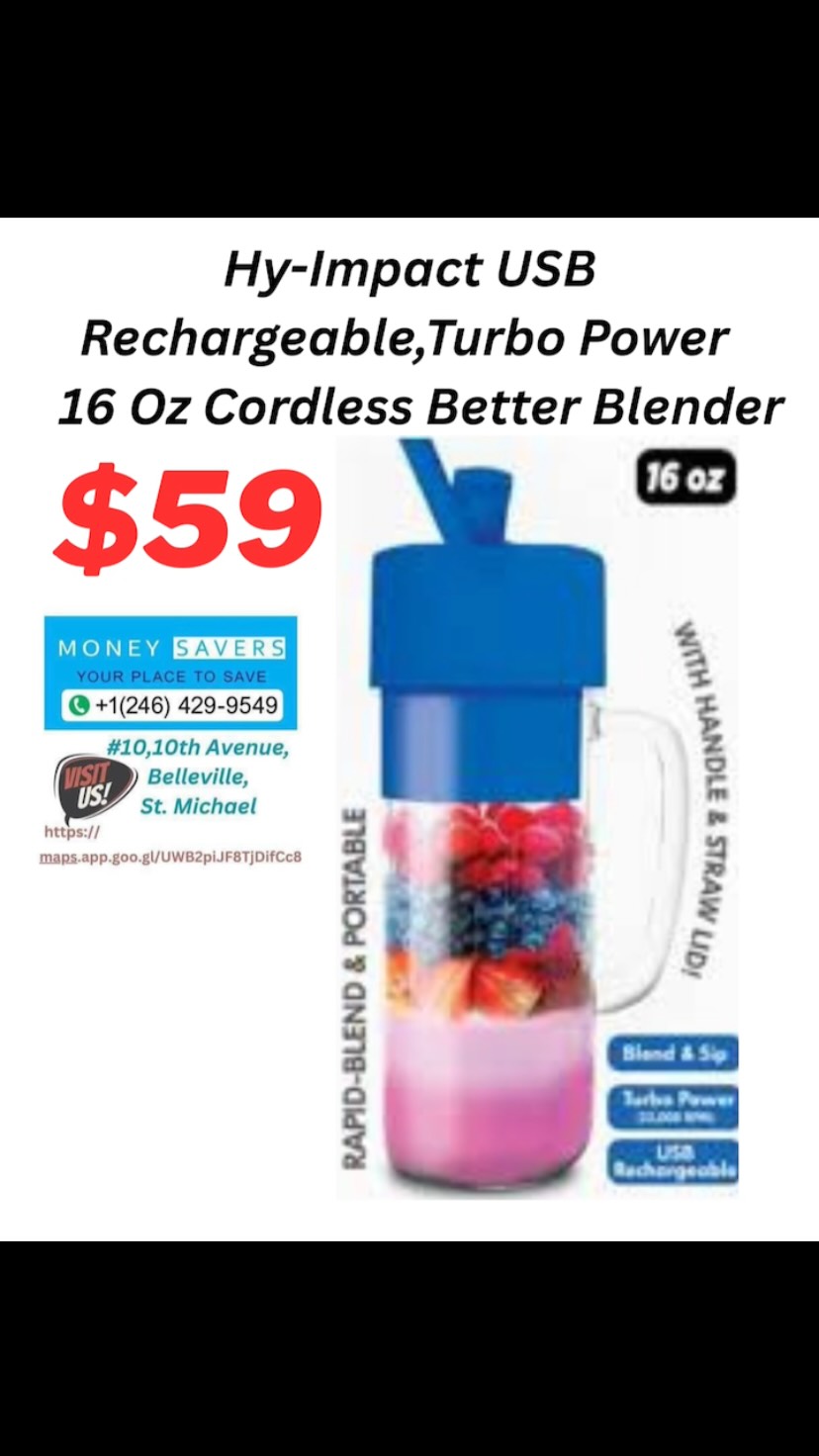 Hy-Impact USB Rechargeable Turbo Power 16 Oz Cordless Blender – $59