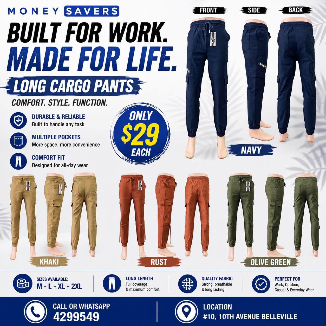 Long Cargo Pants – Only $29 Each at Money Savers