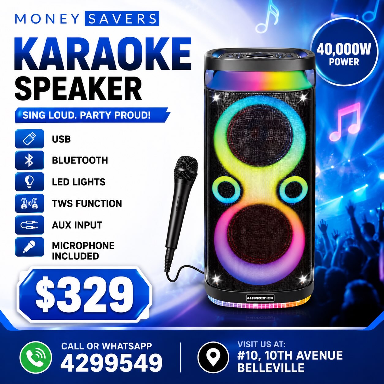 Karaoke Speaker with Microphone – $329 at Money Savers