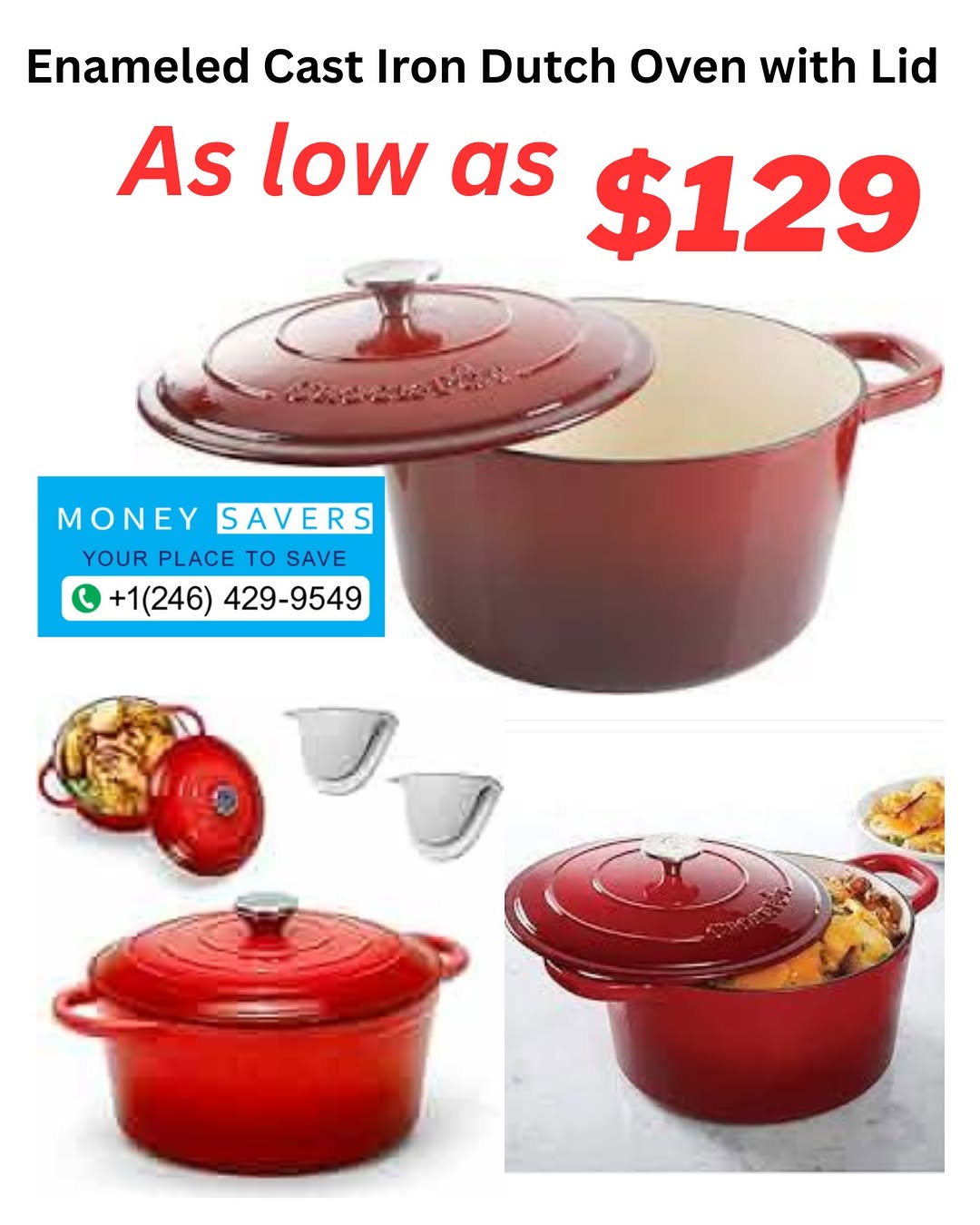 Enameled Cast Iron Dutch Oven with Lid – As Low As $129