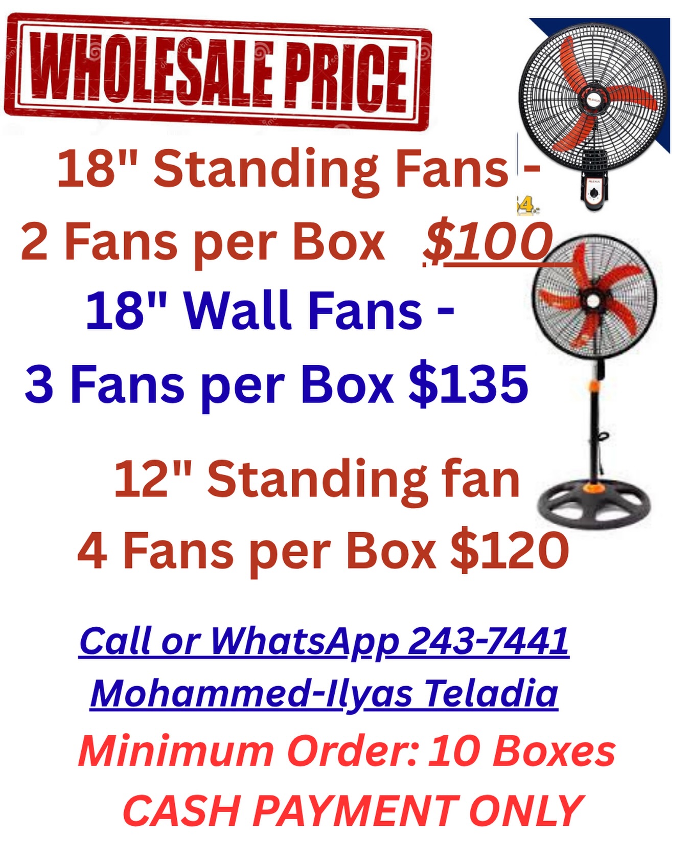 Wholesale Price on Fans – Standing, Wall & 12" Fans