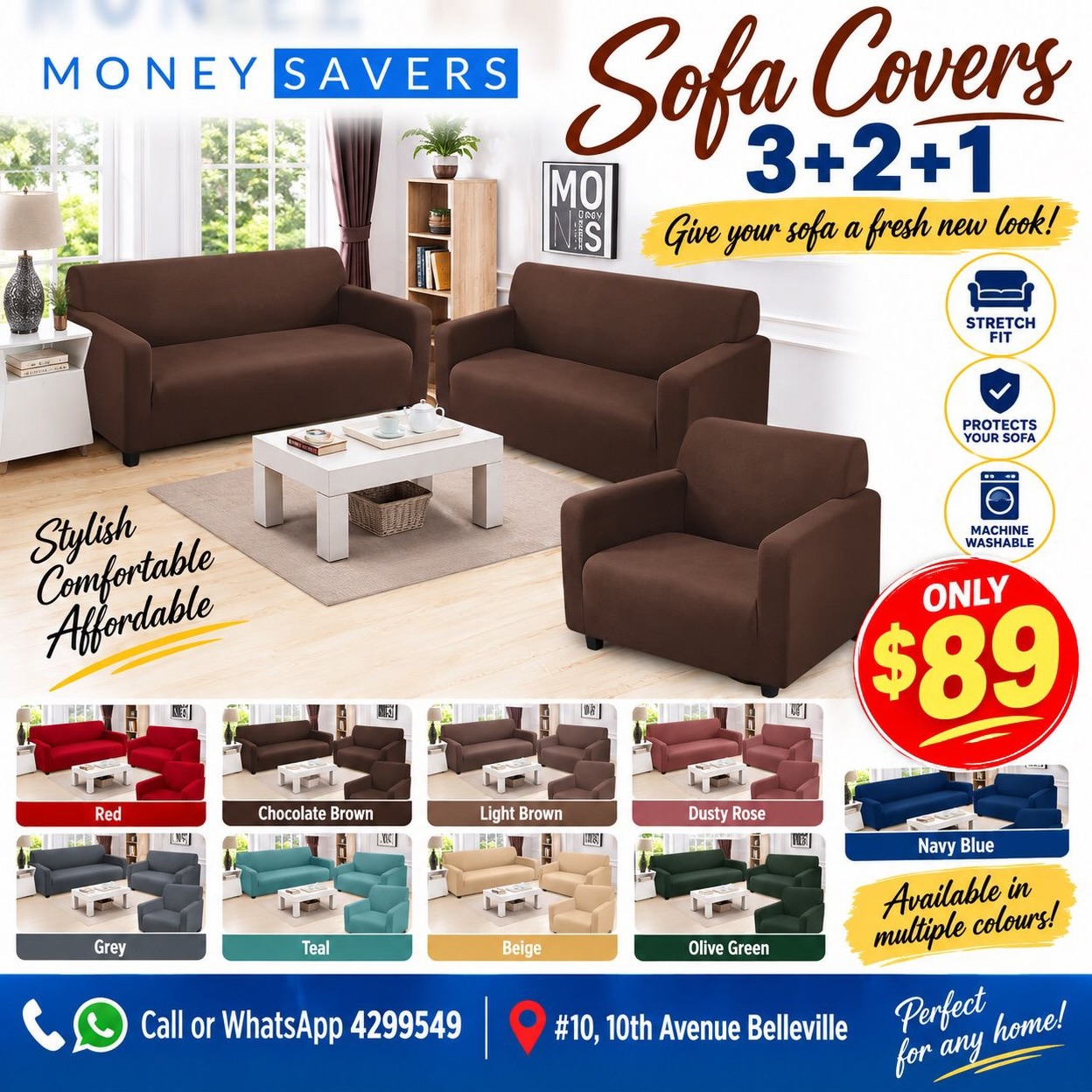 Sofa Covers 3+2+1 Set – Only $89 at Money Savers