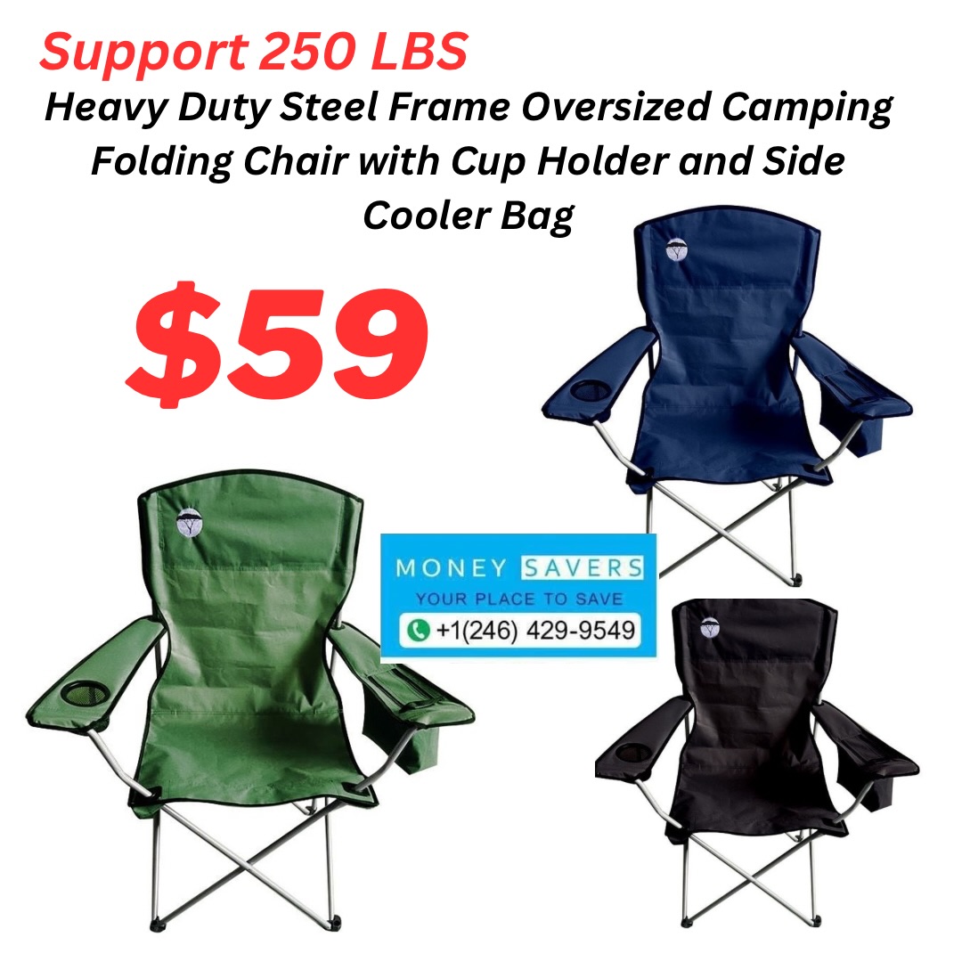 Heavy Duty Steel Frame Oversized Camping Folding Chair – $59