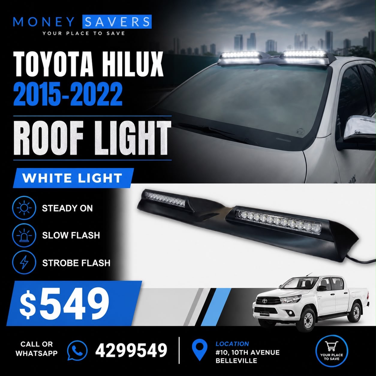 Toyota Hilux 2015-2022 Roof Light – White LED – $549