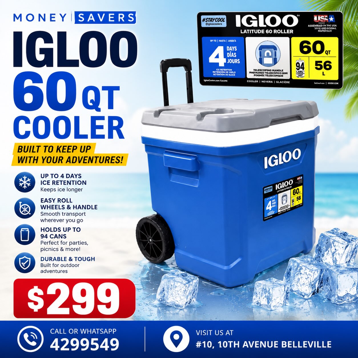 Igloo 60QT Latitude Roller Cooler – $299 at Money Savers