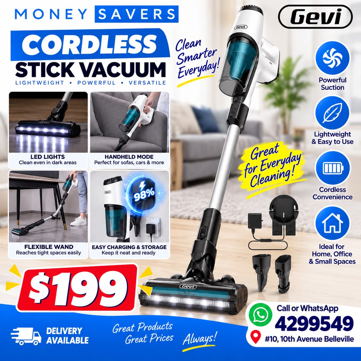 Gevi Cordless Stick Vacuum – $199 at Money Savers