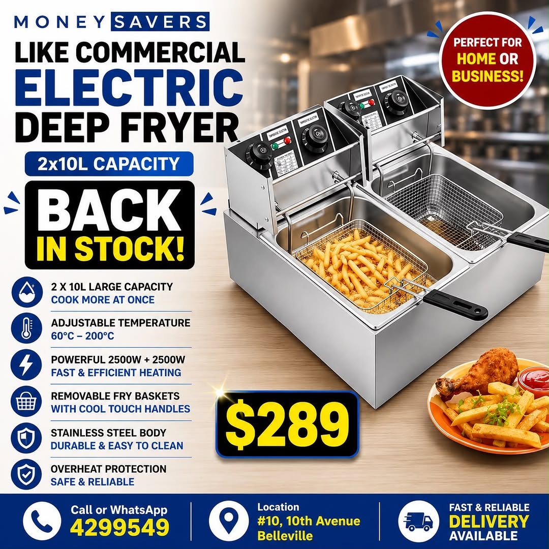 Commercial Electric Deep Fryer 2x10L – Back in Stock at $289
