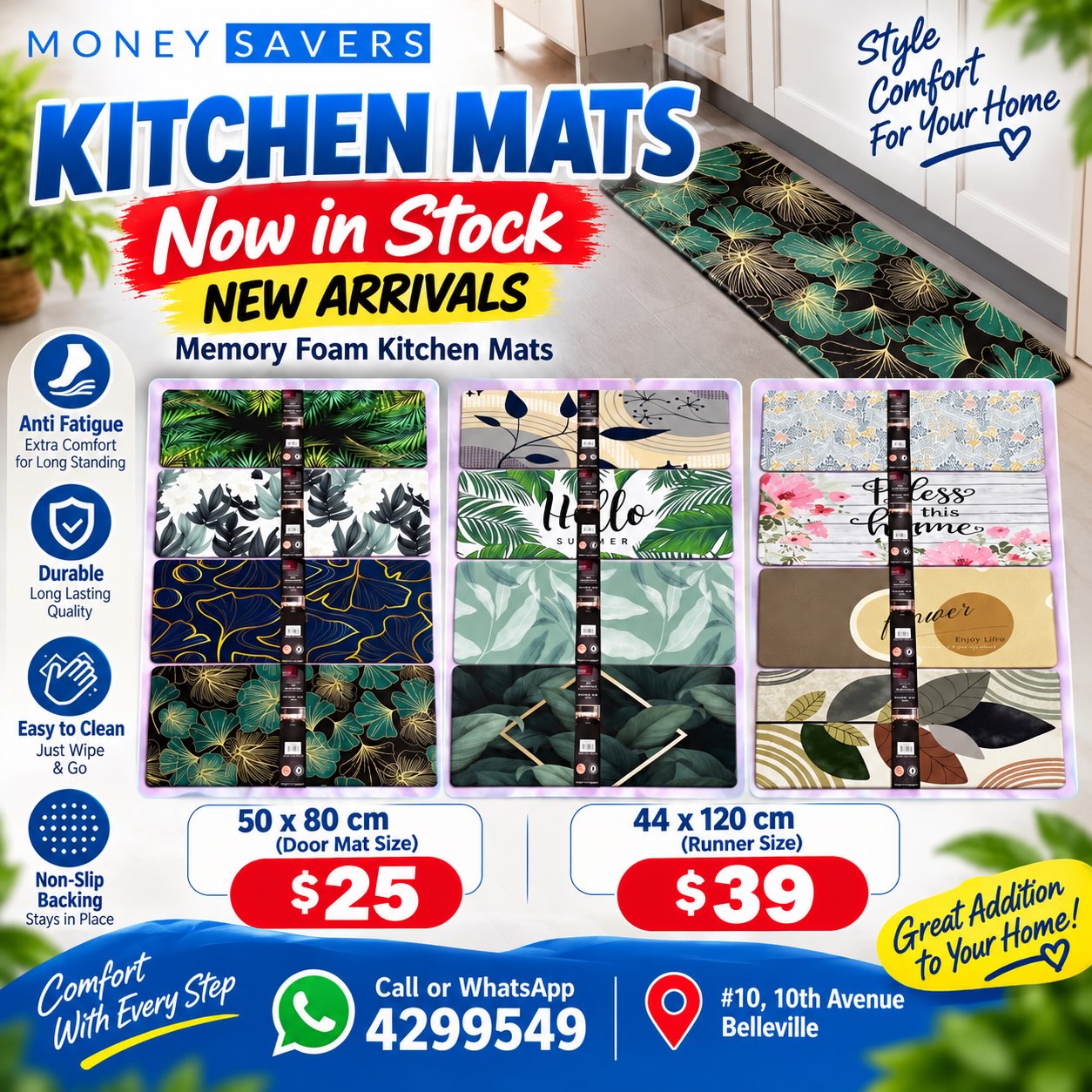 Memory Foam Kitchen Mats Now in Stock – From $25