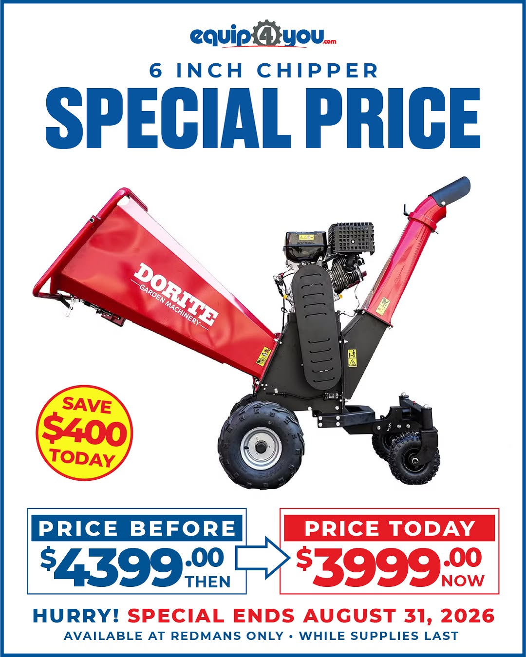 6 Inch Wood Chipper Special Price – Save $400 BBD