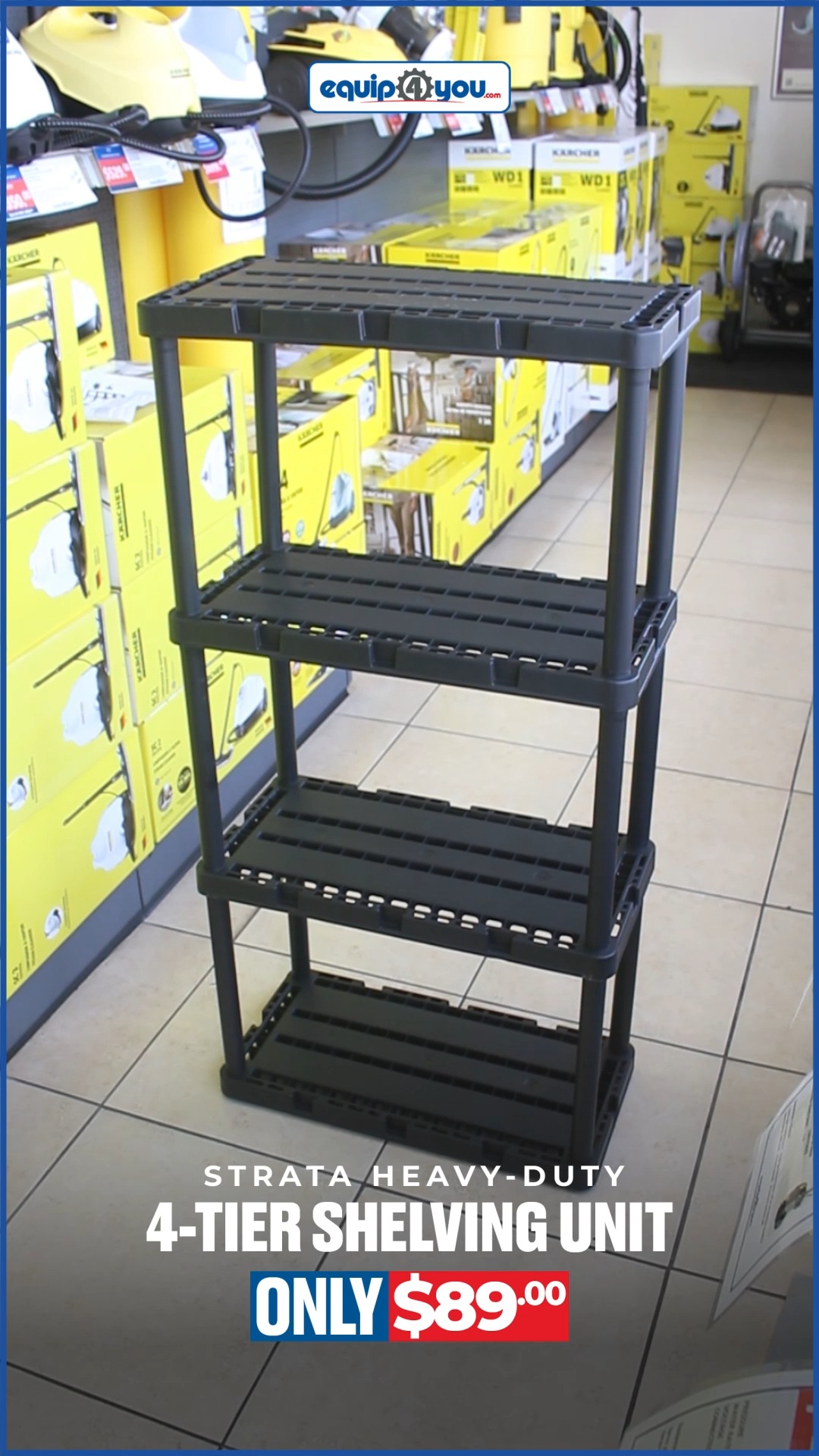 Strata Heavy-Duty 4-Tier Shelving Unit – Only $89