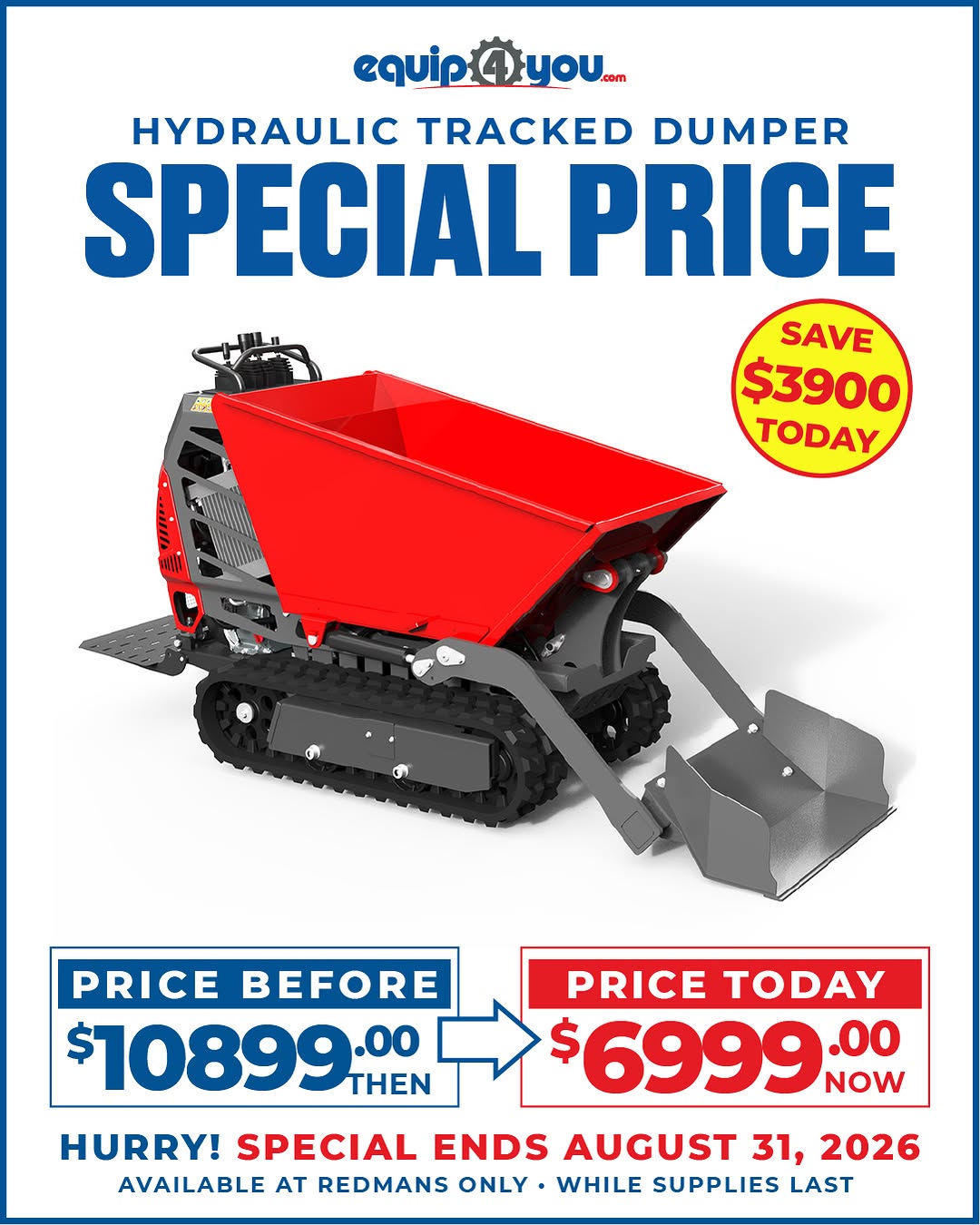 Hydraulic Tracked Dumper Special Price – Save $3,900 BBD