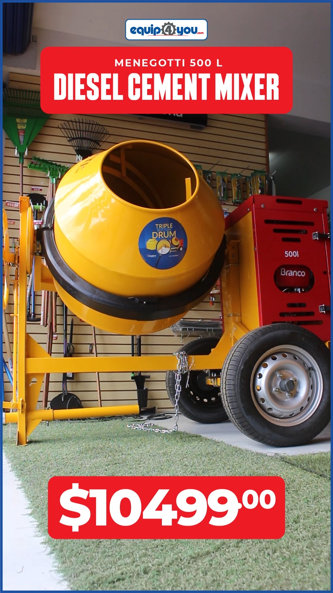 Menegotti 500L Diesel Cement Mixer – $10,499 BBD
