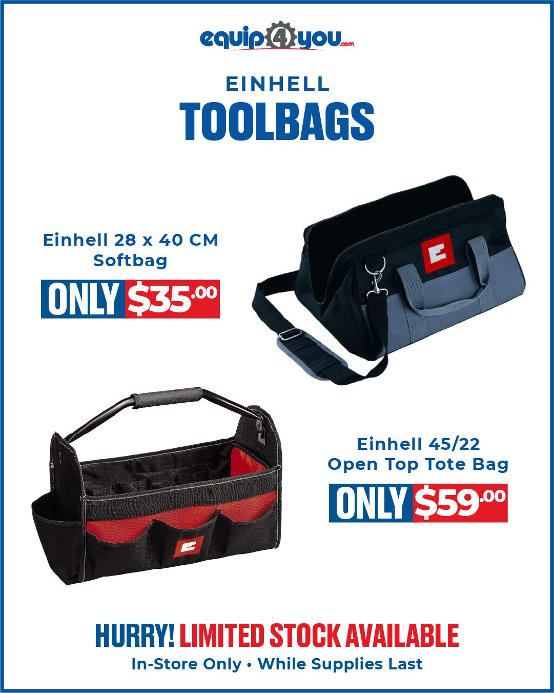 Einhell Tool Bags – Limited Stock at Equip4You
