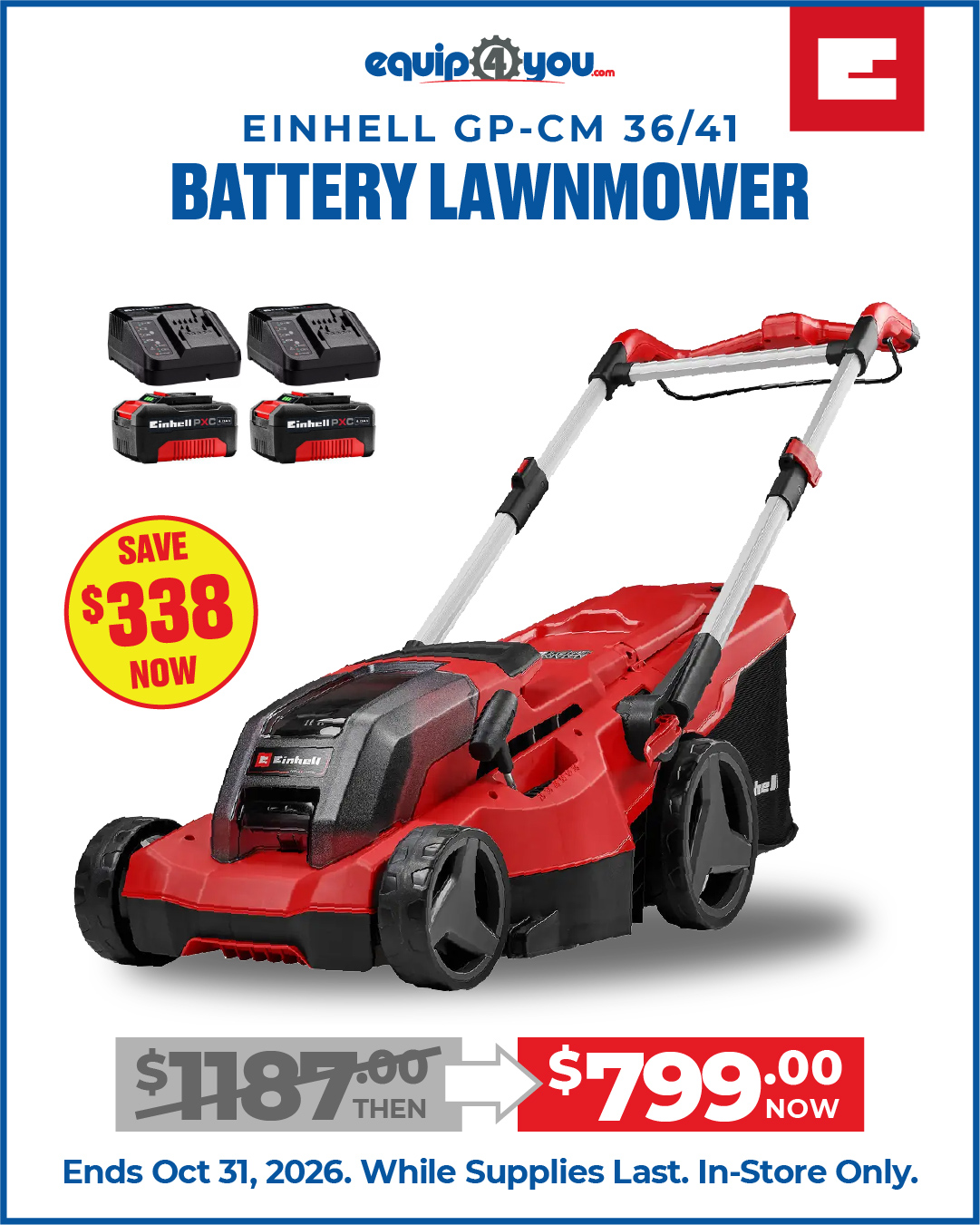 Einhell GP-CM 36/41 Battery Lawn Mower Special - Now $799