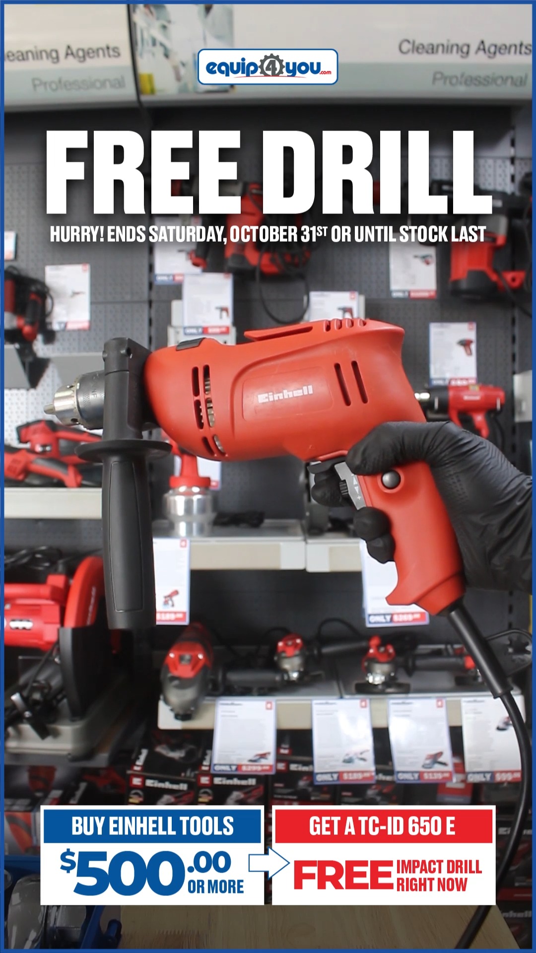 FREE Einhell TC-ID 650 E Impact Drill with $500+ Einhell Tool Purchase