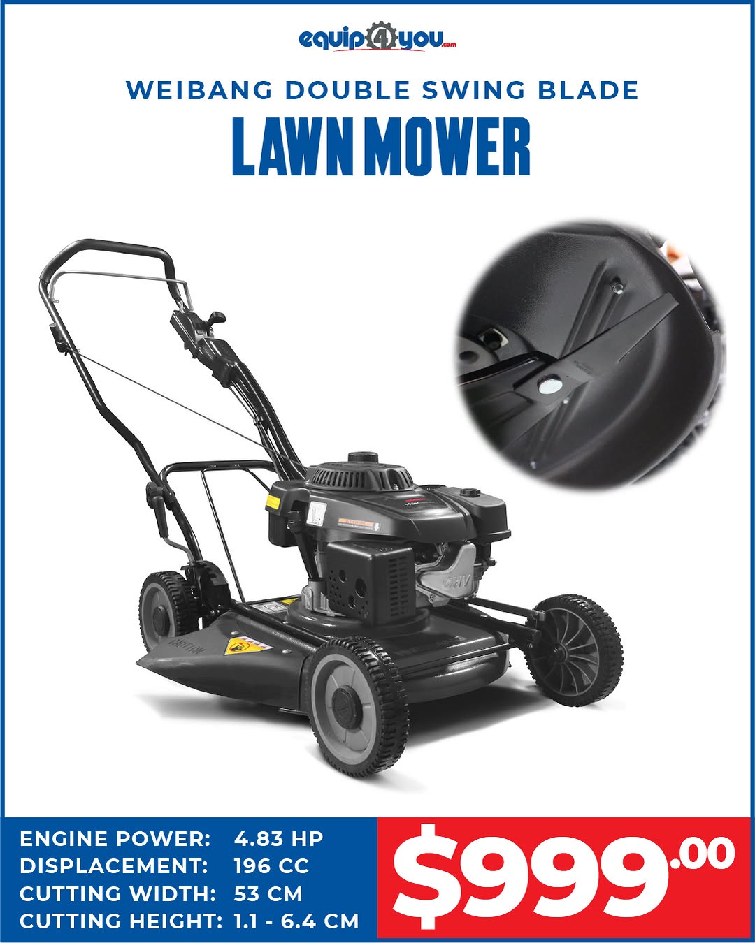 Weibang Double Swing Blade Lawn Mower – $999.00