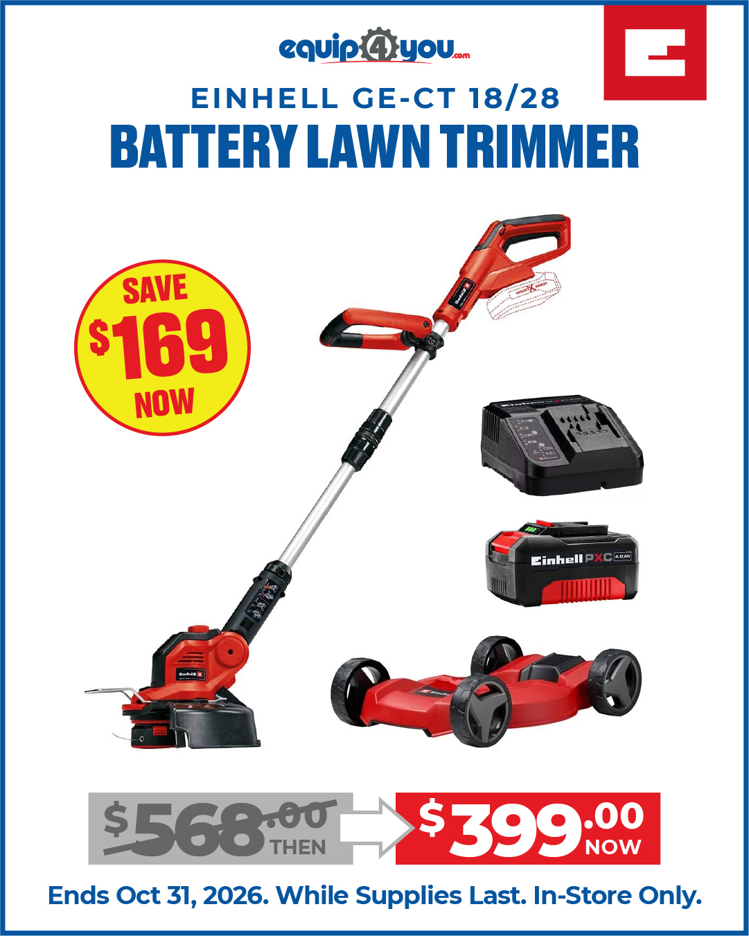 Einhell GE-CT 18/28 Battery Lawn Trimmer Special – Now $399 (Save $169)