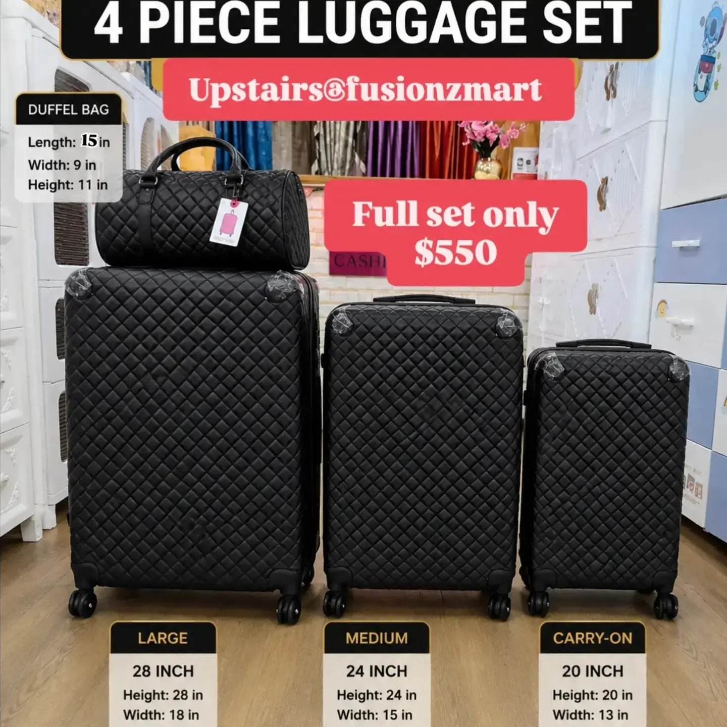 4 Piece Luggage Set – Full Set Only $550 at Fusionz Mart