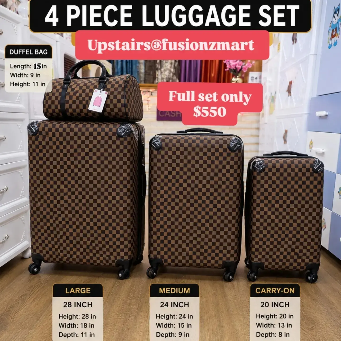 4 Piece Luggage Set – Full Set Only $550 at Fusionz Mart