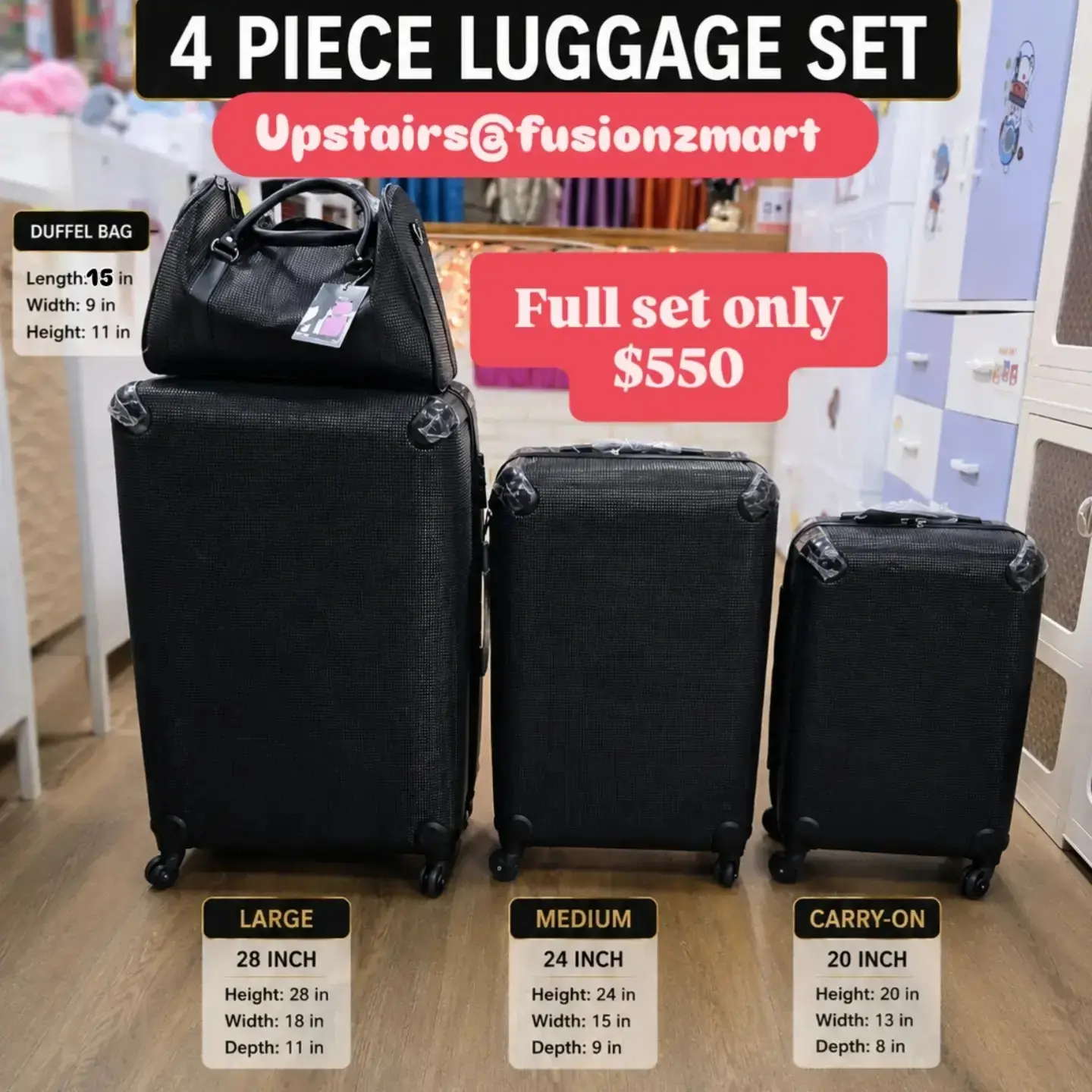 4 Piece Luggage Set – Full Set Only $550 at Fusionz Mart