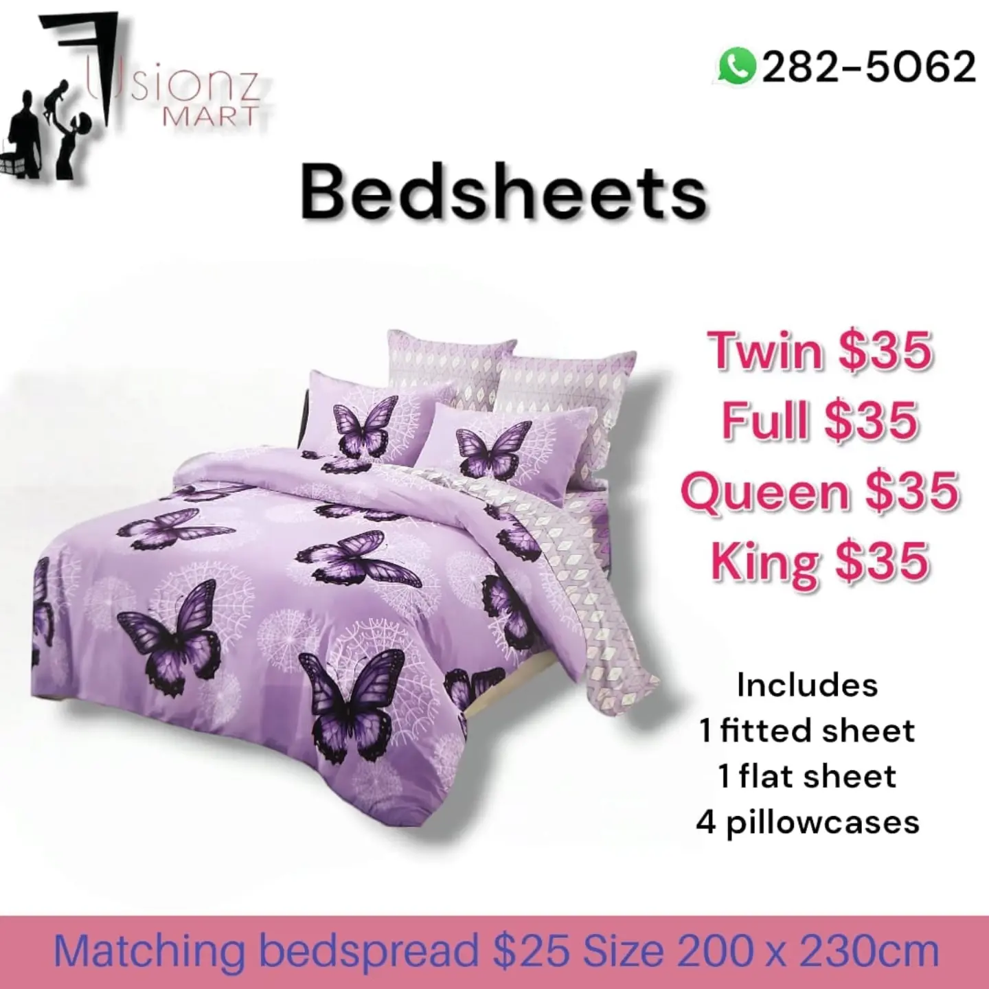 Bedsheets Set $35 – All Sizes (Twin, Full, Queen, King) at Fusionz Mart
