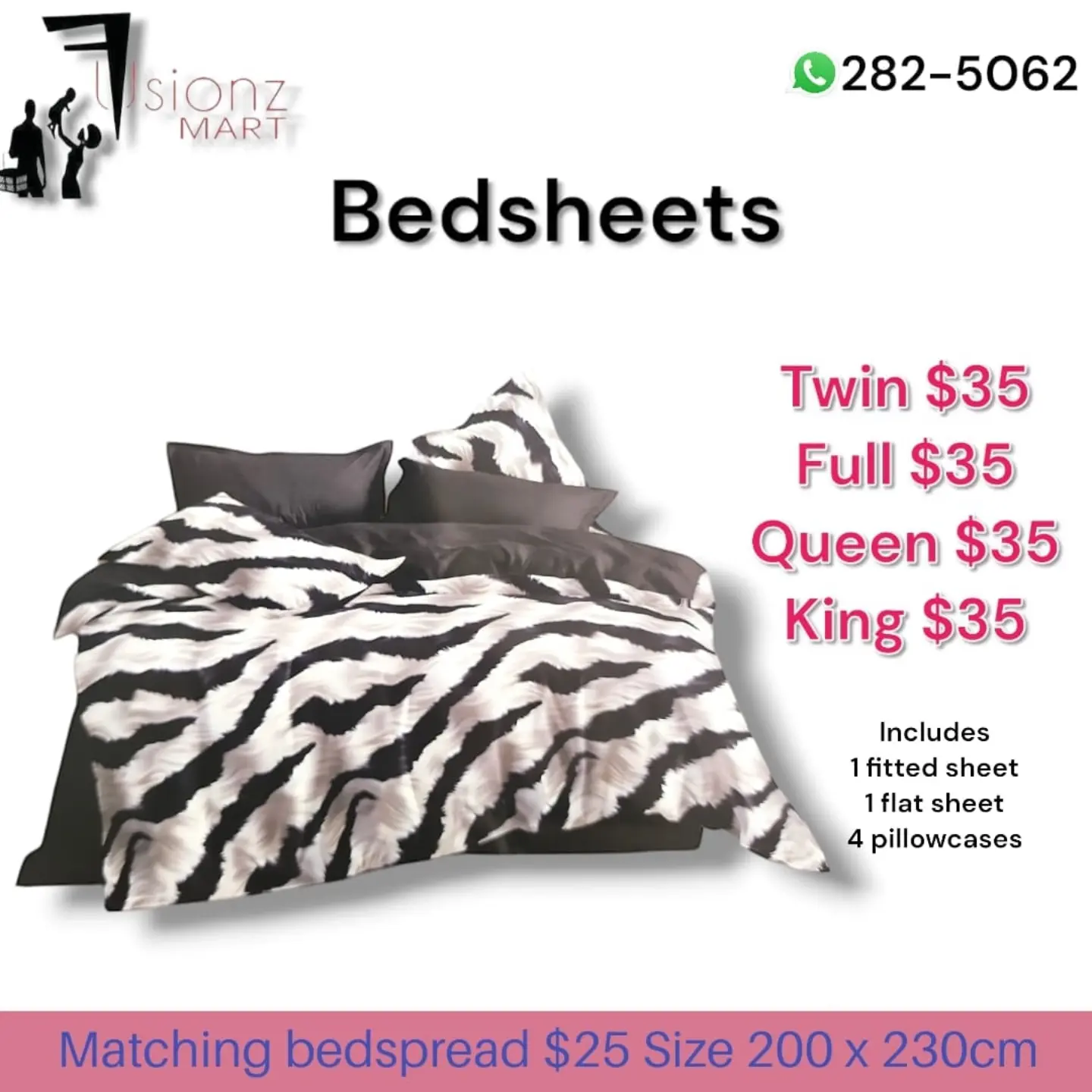 Bedsheets Set $35 – All Sizes (Twin, Full, Queen, King) at Fusionz Mart