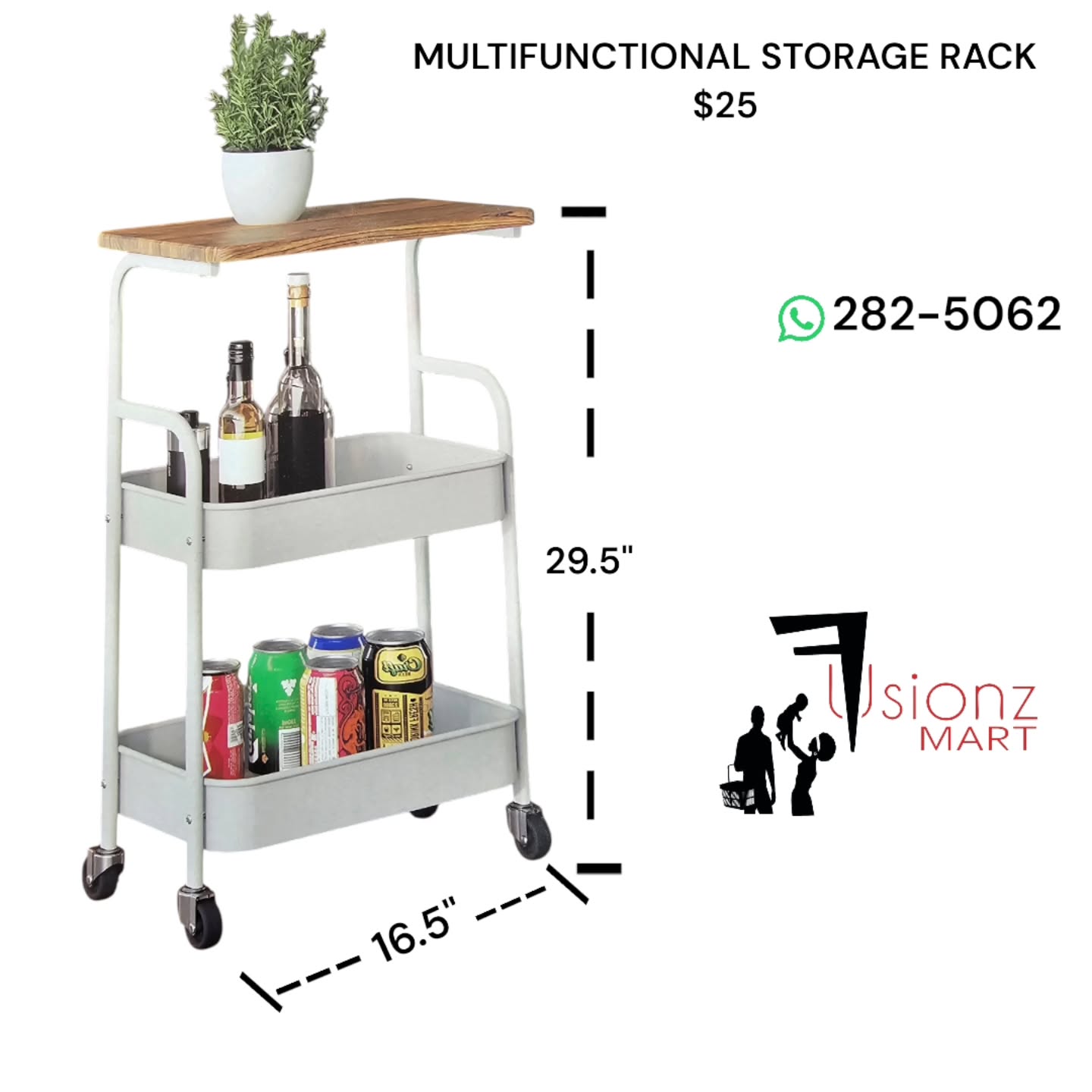 Fusionz Mart New Arrivals: Metal Shelf $75, Side Table $20, Storage Rack $25