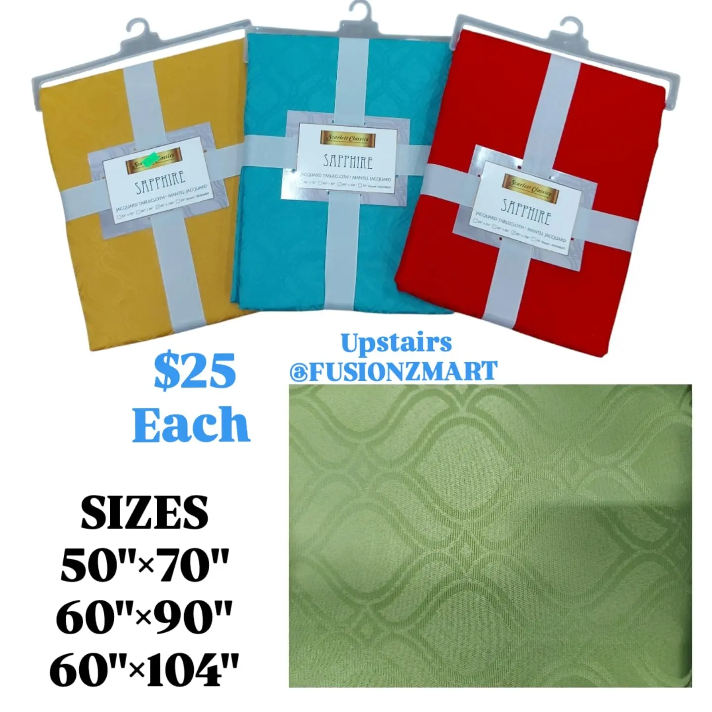 Jacquard Tablecloths from $25 at Fusionz Mart