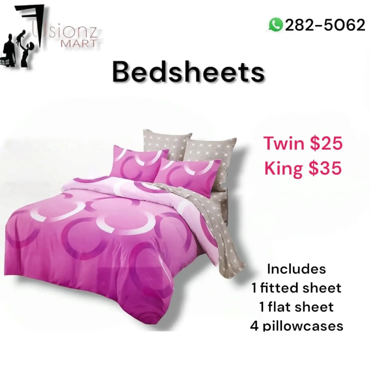 Sale on Bedsheets at Fusionz Mart – Twin $25, Full/Queen/King $35
