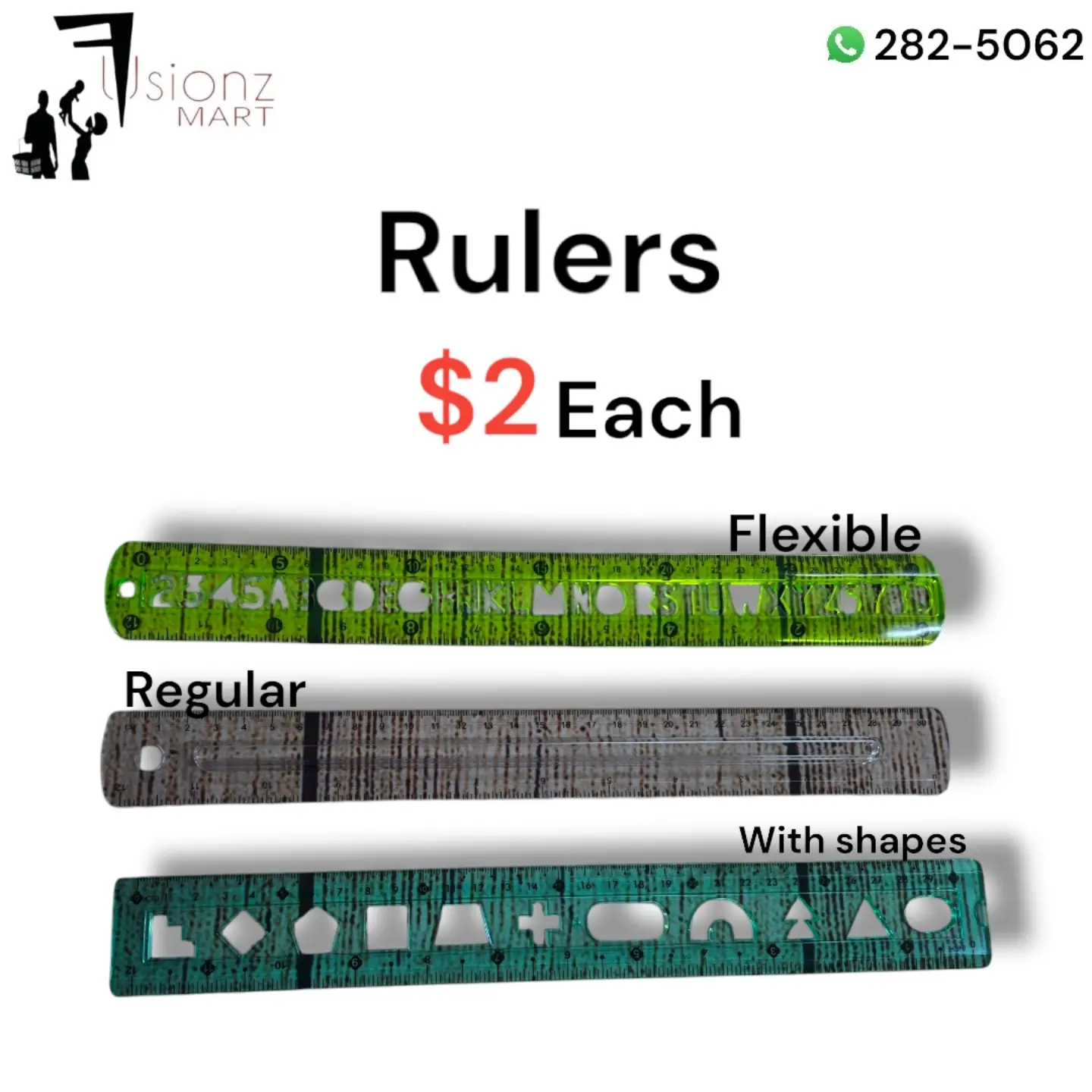 Fusionz Mart School Supplies – Correction Pens $2, Rulers $2 Each, Crayons $5 Each