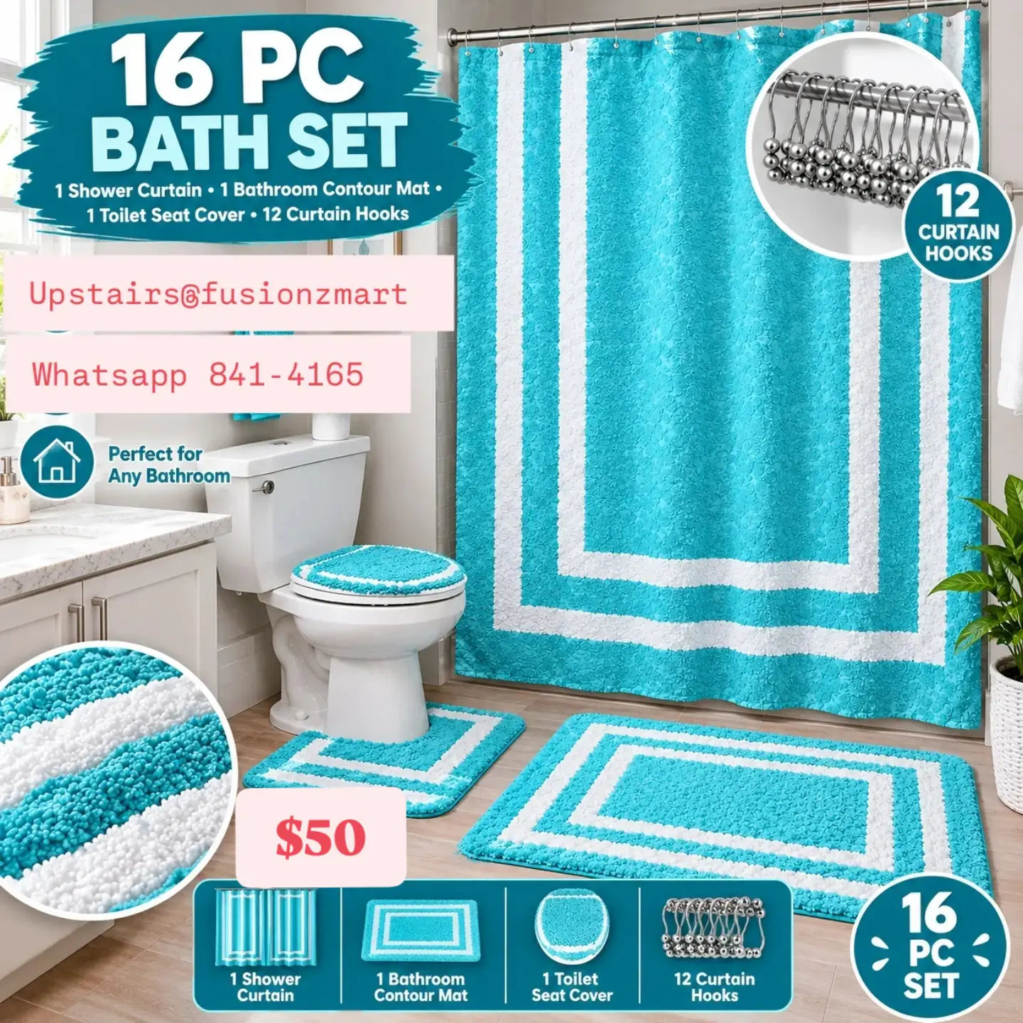 15 PC & 16 PC Bathroom Sets – From $45 at Fusionz Mart