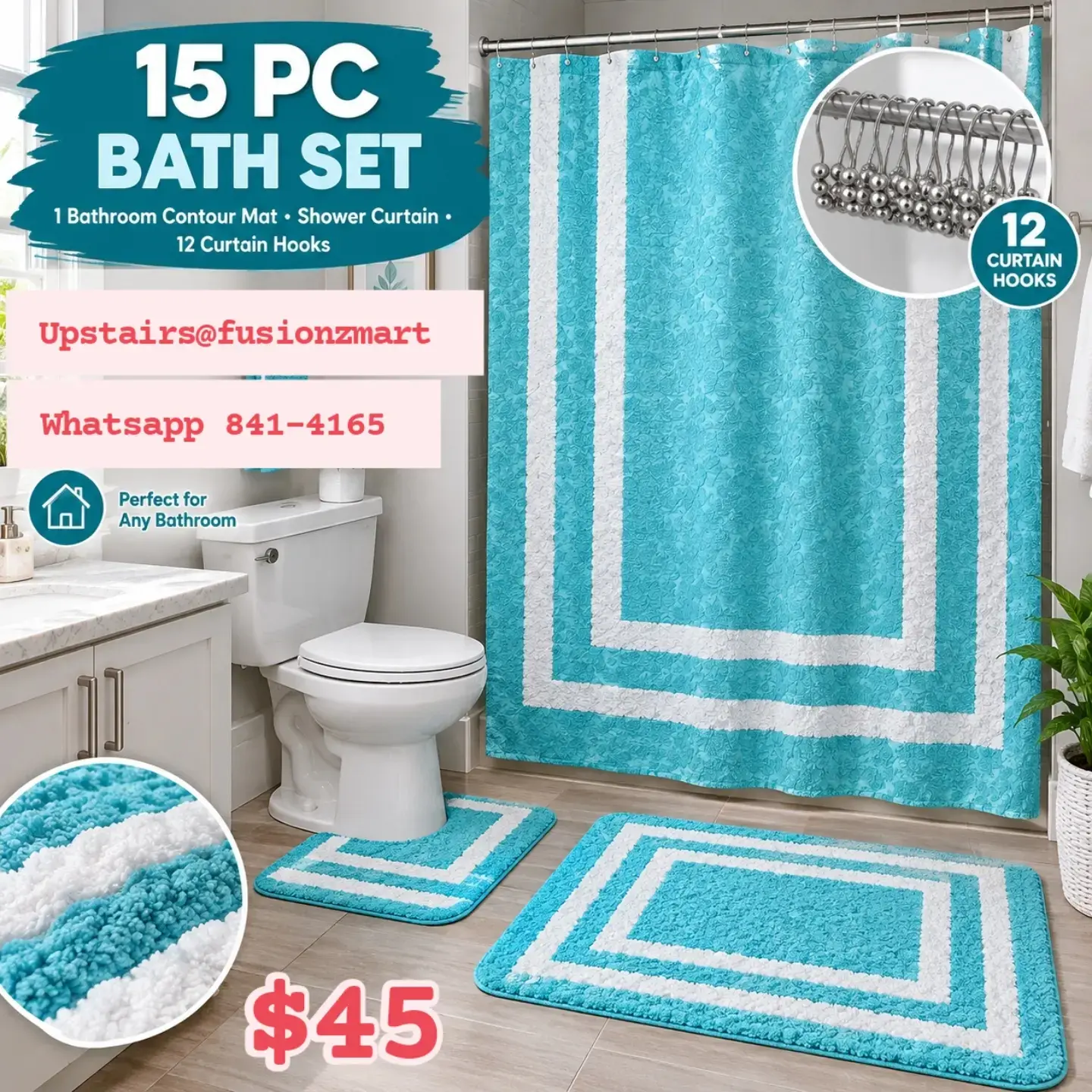 15 PC & 16 PC Bathroom Sets – From $45 at Fusionz Mart