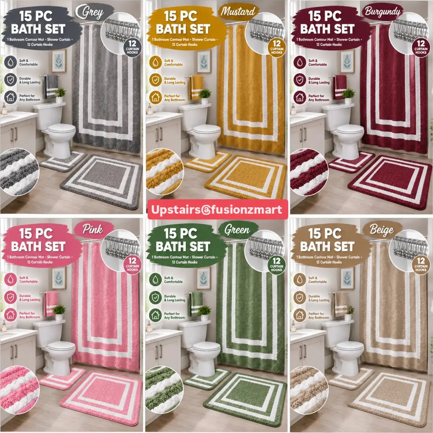 15 PC & 16 PC Bathroom Sets – From $45 at Fusionz Mart