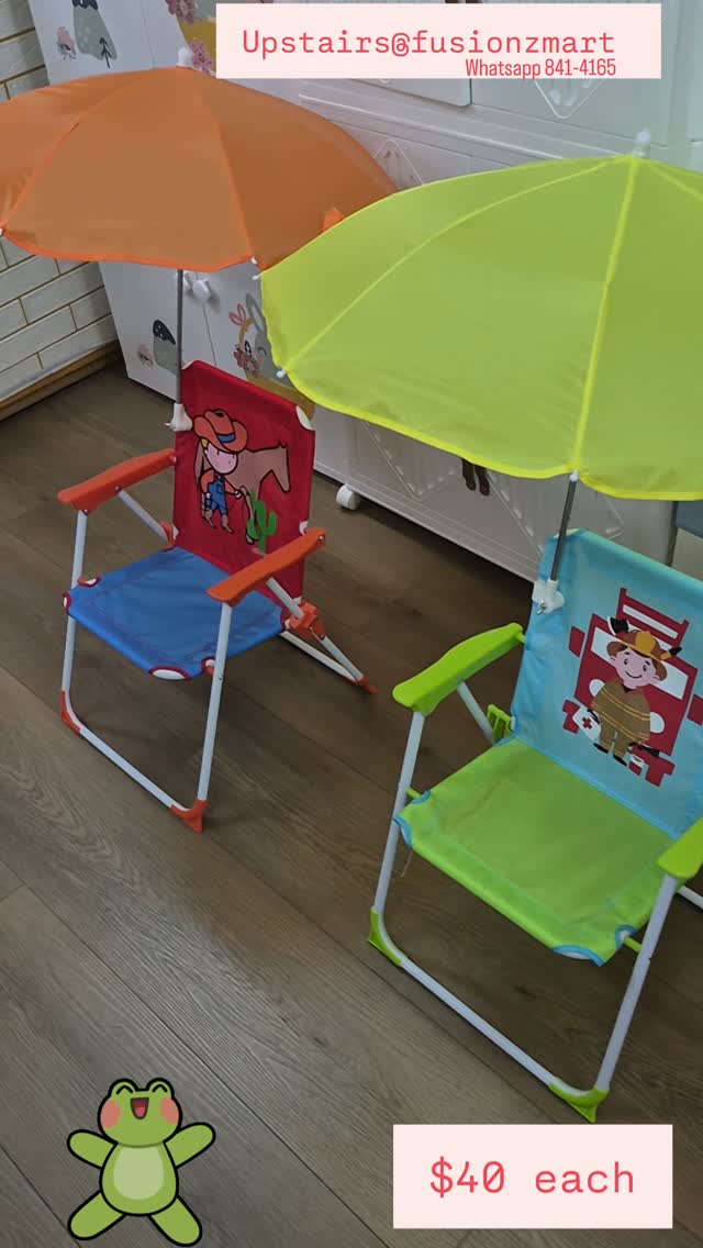 Kids' Folding Chairs with Umbrella – $40 Each at Fusionz Mart